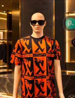 Men's Orange Black Graphic T-Shirt