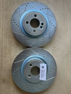 Mini Cooper 09-14 John Cooper Works Front Drill Slot Rotors Brake Pads