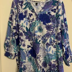 Blue Long Sleeve Blouse