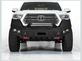 2016-2023 Toyota Tacoma Steel Front Bumper With Winch Plate&Lights Black Texture