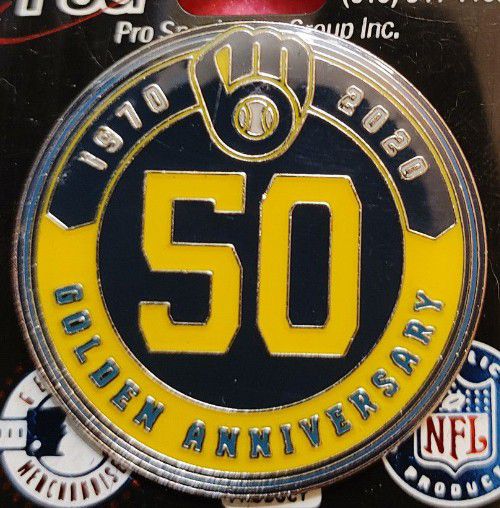 Milwaukee Brewers LIMITED EDITION "50th ANNIVERSARY" Lapel/Hat/Tie Pin By PSG (NEW ON CARD) EXTREMELY RARE💣Please Read Description.