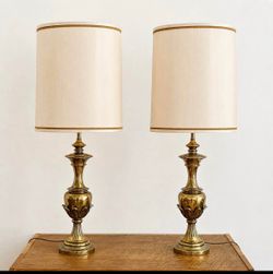 Mid century modern brass lamps- shades not included