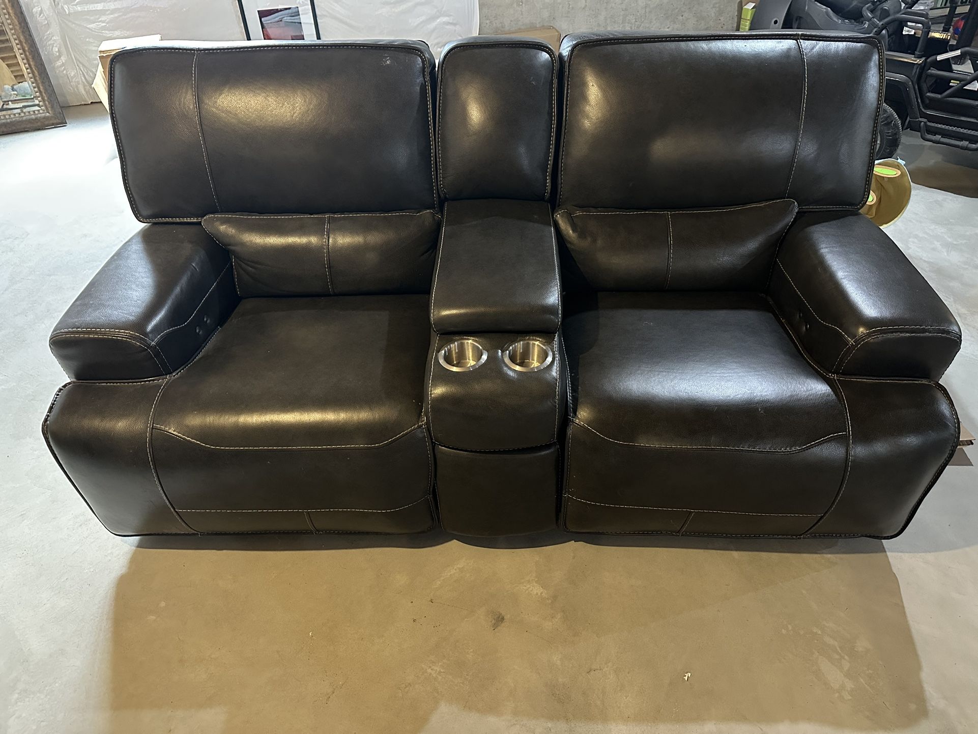 Genuine Leather Power Reclining Sofa, And Loveseat