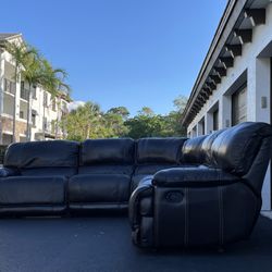 Sectional Couch/Sofa - Manual Recliner - Genuine Leather - Delivery Available 🚛