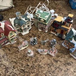 Vintage Traditions 12 Piece Winter Village Church Bakery Quilt Shop City Hall