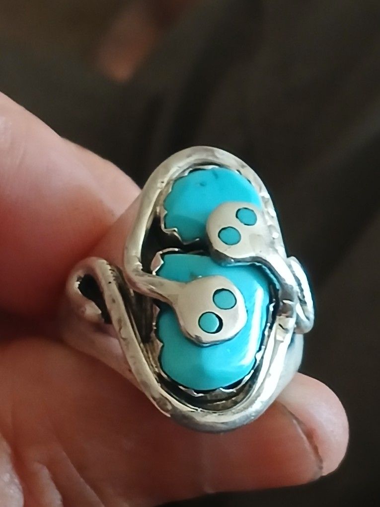 Effie C. Zuini Sterling Silver Turquoise Men's Ring Size 12