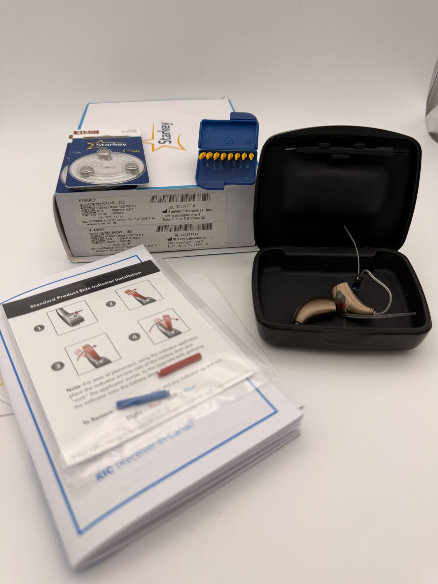 Starkey Muse i1000 RIC 312 Hearing Aids Pair L/R – Bronze – Complete Kit