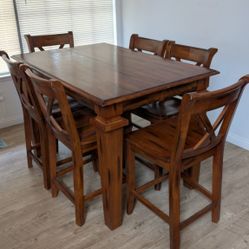 Counter Height Solid Wood Dining Set Seats 6