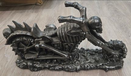 Skeleton Motorcycle Sculpture Figurine
