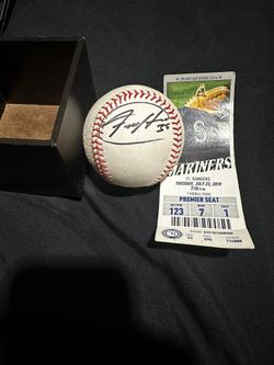 Felix Hernandez Signed Foul Ball Hit by Kyle Seager from July 23, 2019 Game + Ticket & Video Proof