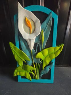Handpainted and casted lily flower wall decor art