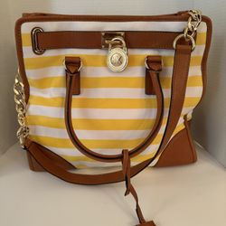 MK Hamilton Stripped  Canvas And Leather 