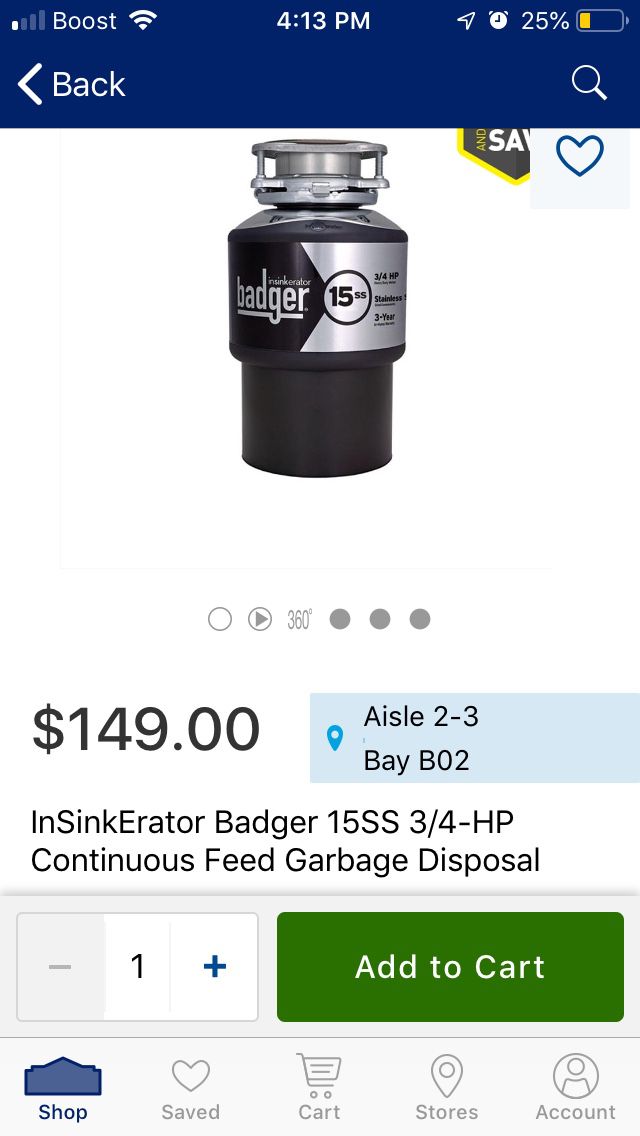 InSinkerator Badger 15SS 3/4-HP Continuous Feed Garbage Disposal