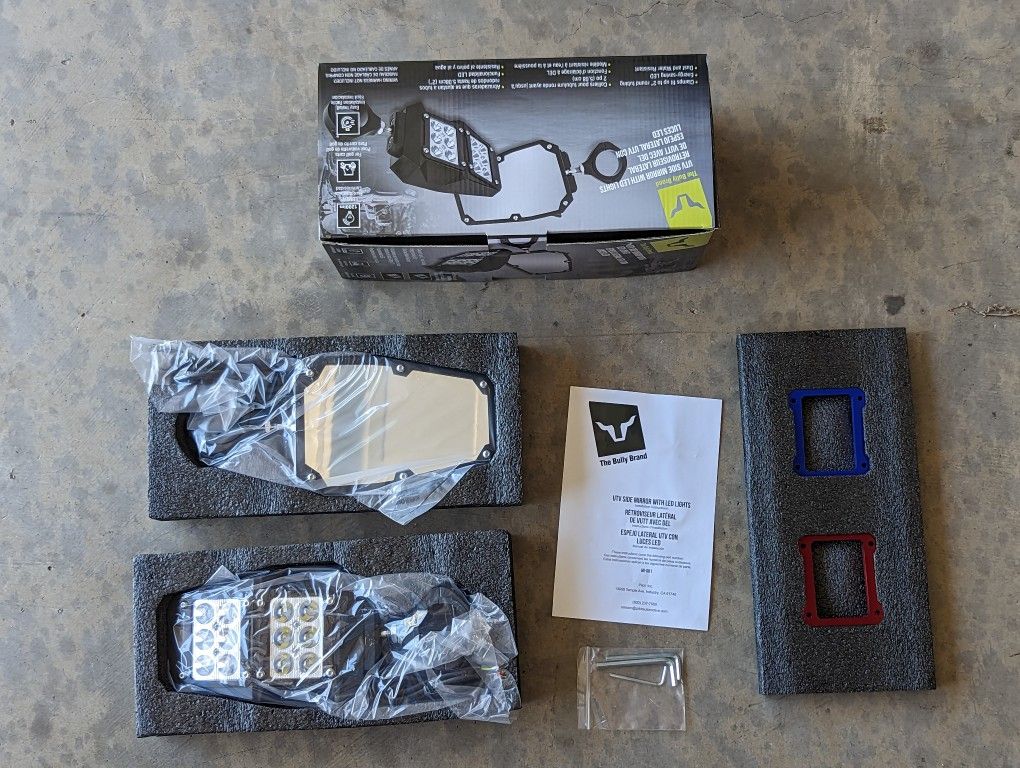 Bully Brand ATV UTV Side Mirror & LED Lights For Polaris Yamaha Can-Am Kawasaki