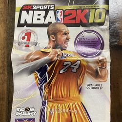 Kobe Bryant  2K10 Hollywood Video Promotional Advertising Flyer Video Game. 