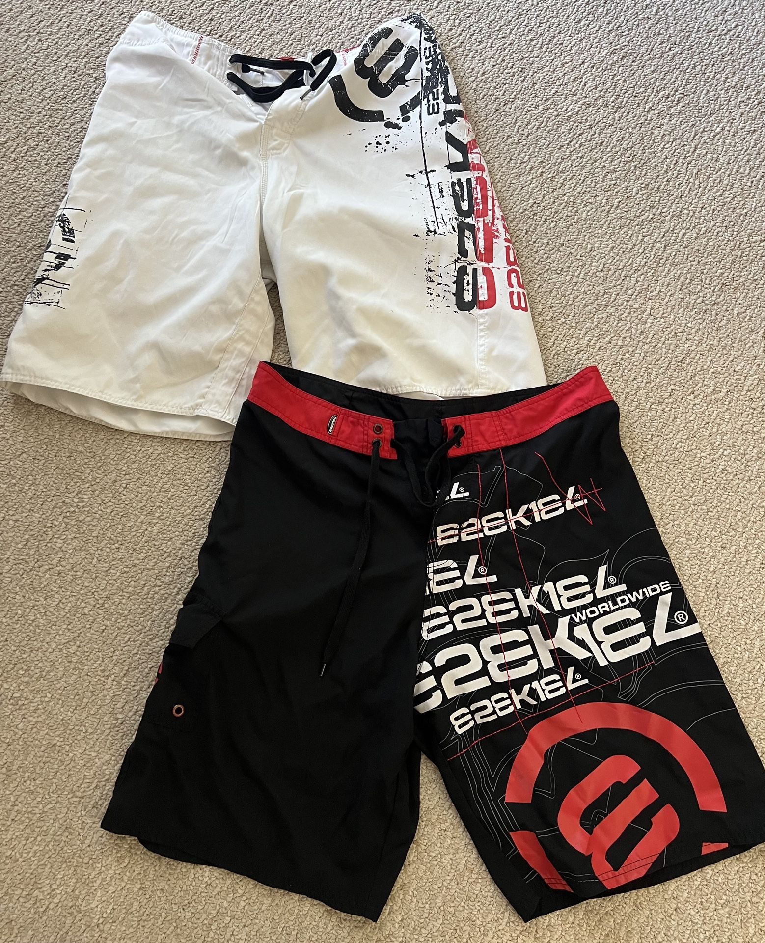 Lot Of 2 Ezekiel E2ekiel Skater Pull On Drawstring Shorts 34/36