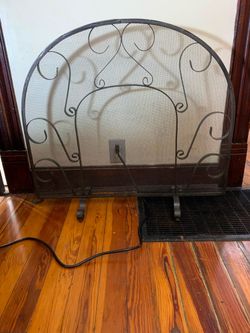 Vintage Forged Wrought Iron Arched Fireplace Screen