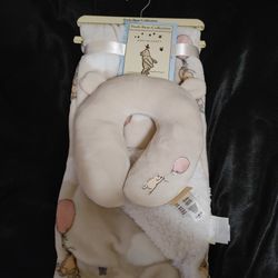 Winnie The Pooh Baby Blanket & Neck Support - New
