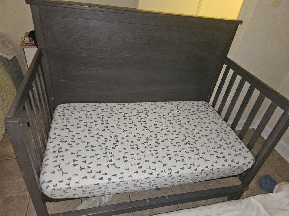 Crib And Mattress With Cover