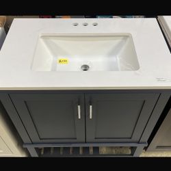 Tupelo 30 in. Single Sink Midnight Blue Bath Vanity with White Engineered Stone Top (Assembled)