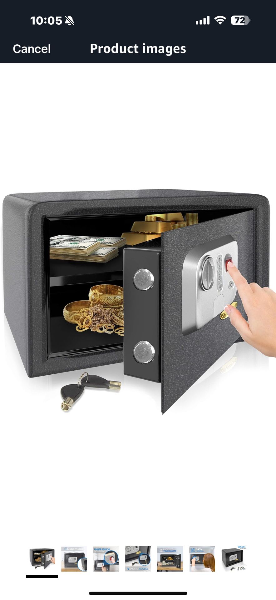 SereneLife Electronic Safe Box | Heavy Duty 13.8’’ x 9.8” Money Safe | Digital Touch Pad Lockbox with Code and 2 Keys | Small Safe Box for Home or Off