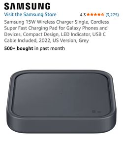 Samsung 15W Wireless Charger Single, Cordless Super Fast Charging Pad for Galaxy Phones and Devices, Compact Design, LED Indicator, USB C Cable Includ