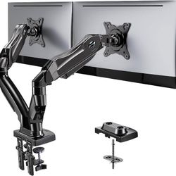 HUANUO Dual Monitor Stand - Full Adjustable Monitor Desk Mount Swivel Vesa Bracket With C Clamp, Grommet Mounting Base For 13 To 30 Inch Computer Scre