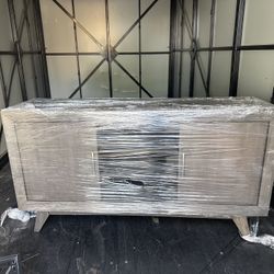 Grey Wood TV Stand 