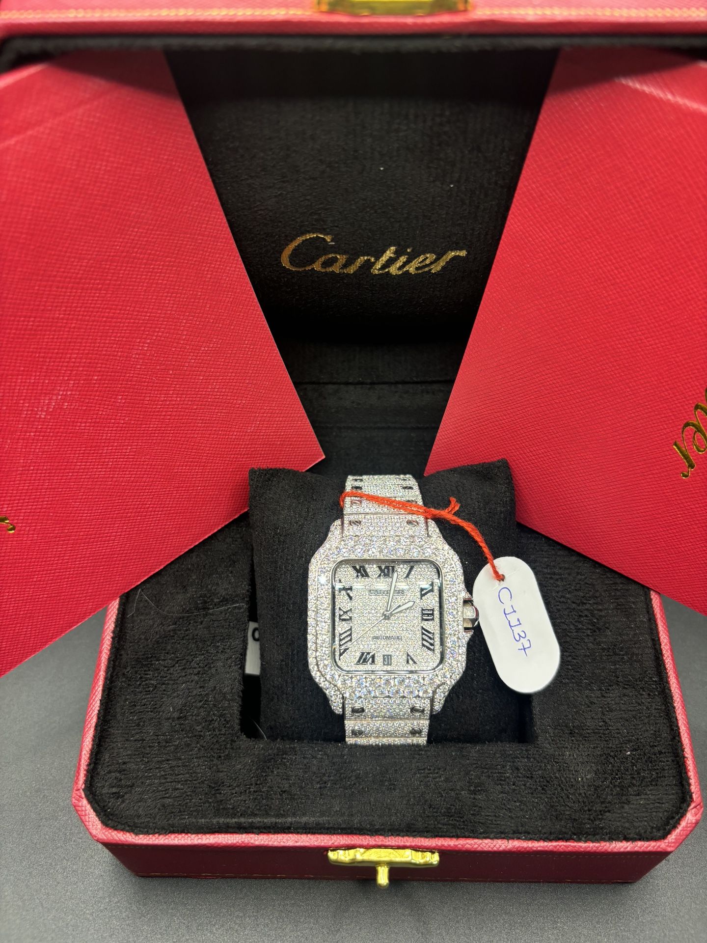 Iced Out Diamond Cartier VVS Moissanite (Will Pass Diamond Tester)