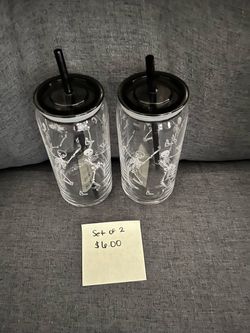 Skeleton Print Glass Tumbler Set of 2