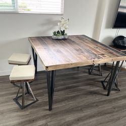 Rustic Custom Wooden Dining Table and 4-ea Chairs 