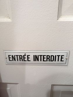Vintage French Enamel Door Sign – “ENTRÉE INTERDITE” (Do Not Enter)