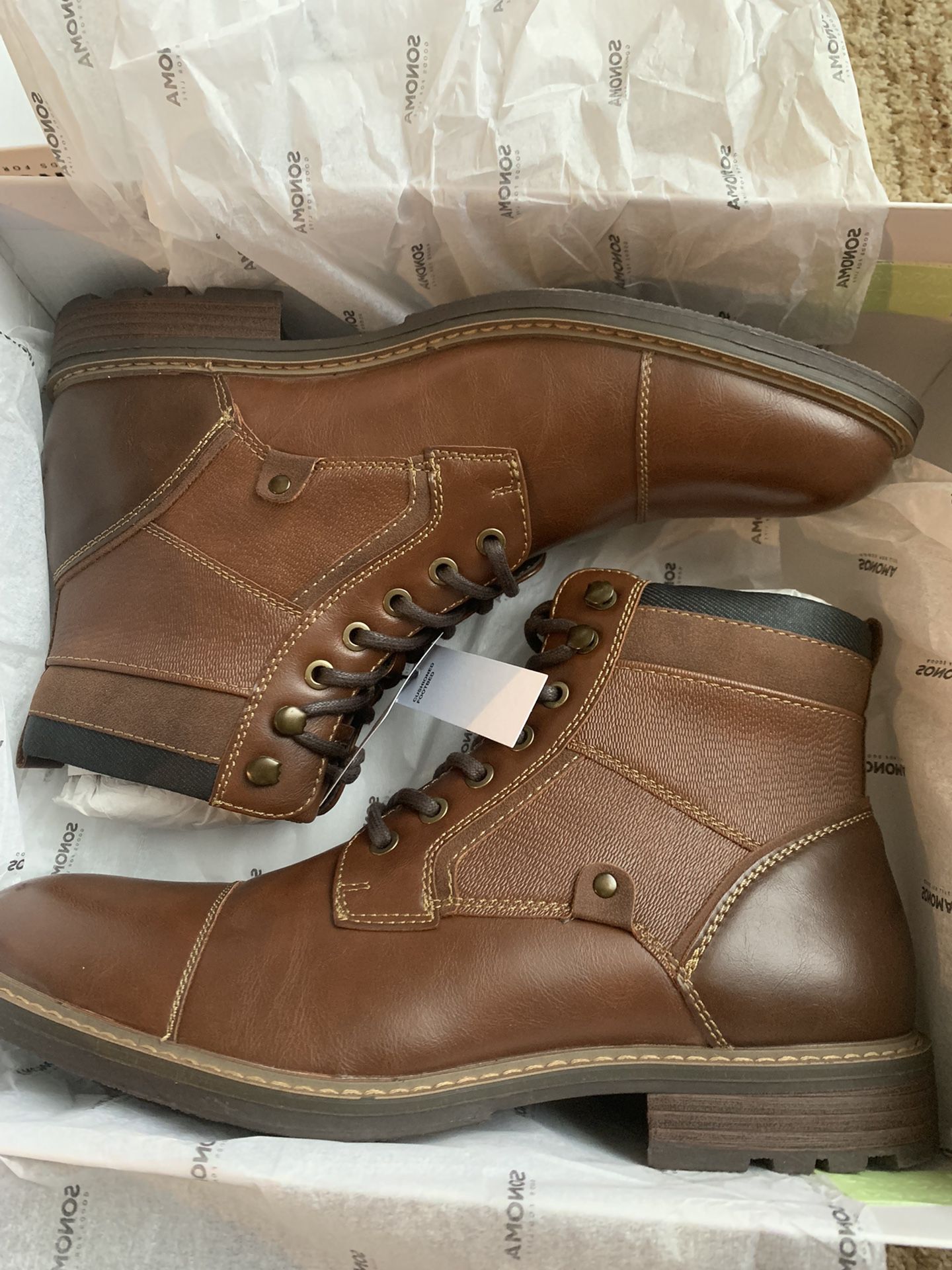 New Men Leather Boots Size 10.5 $20