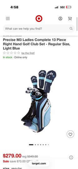 Precise M3 Ladies Complete 13 Piece Right Hand Golf Club Set - Regular Size, Light Blue