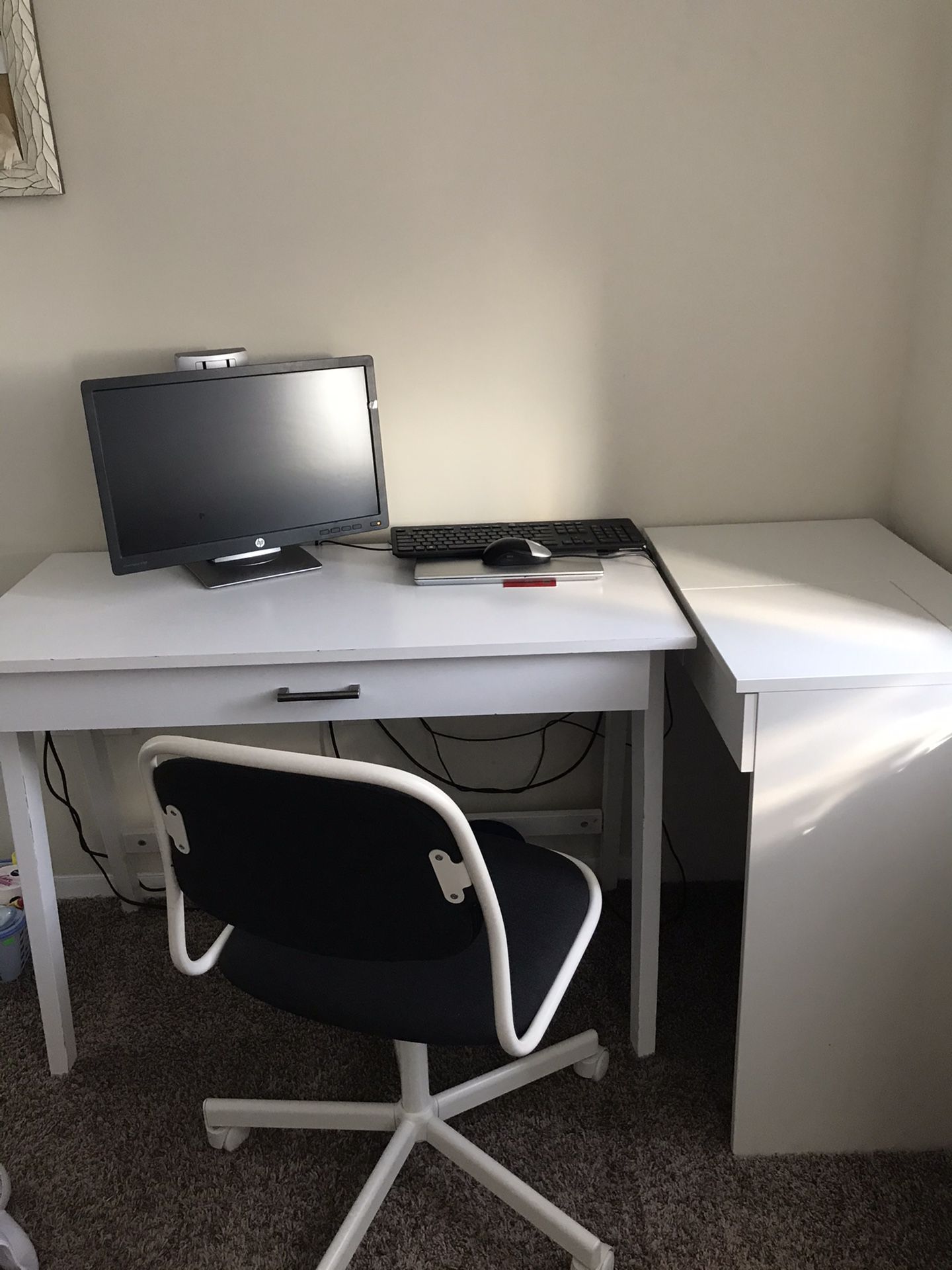 Two Computer Tables With Computer Chair 