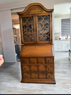 Vintage Jasper Style Drop Front Secretary Desk and cabinet