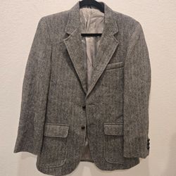 Gray Herringbone Tweed Blazer Sport Coat
