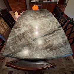 Granite Dinning Room Table With Welded Frame. 