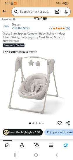 Graco Slim Spaces Compact Baby Swing