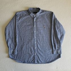 POLO RALPH LAUREN Men's "Big Pony" Button-Down Long-Sleeve Shirt (3XB) Blue/White Plaid 