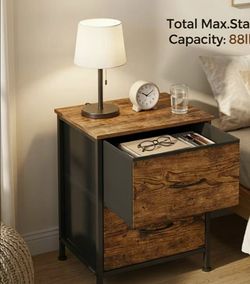 2x Nightstands With Wooden Tabletops