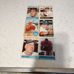Set Of 6 Topps 1960s Baseball Cards Vintage Originals 
