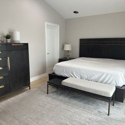 5 Piece WOODEN BEDROOM SET WITH GOLD ACCENTS