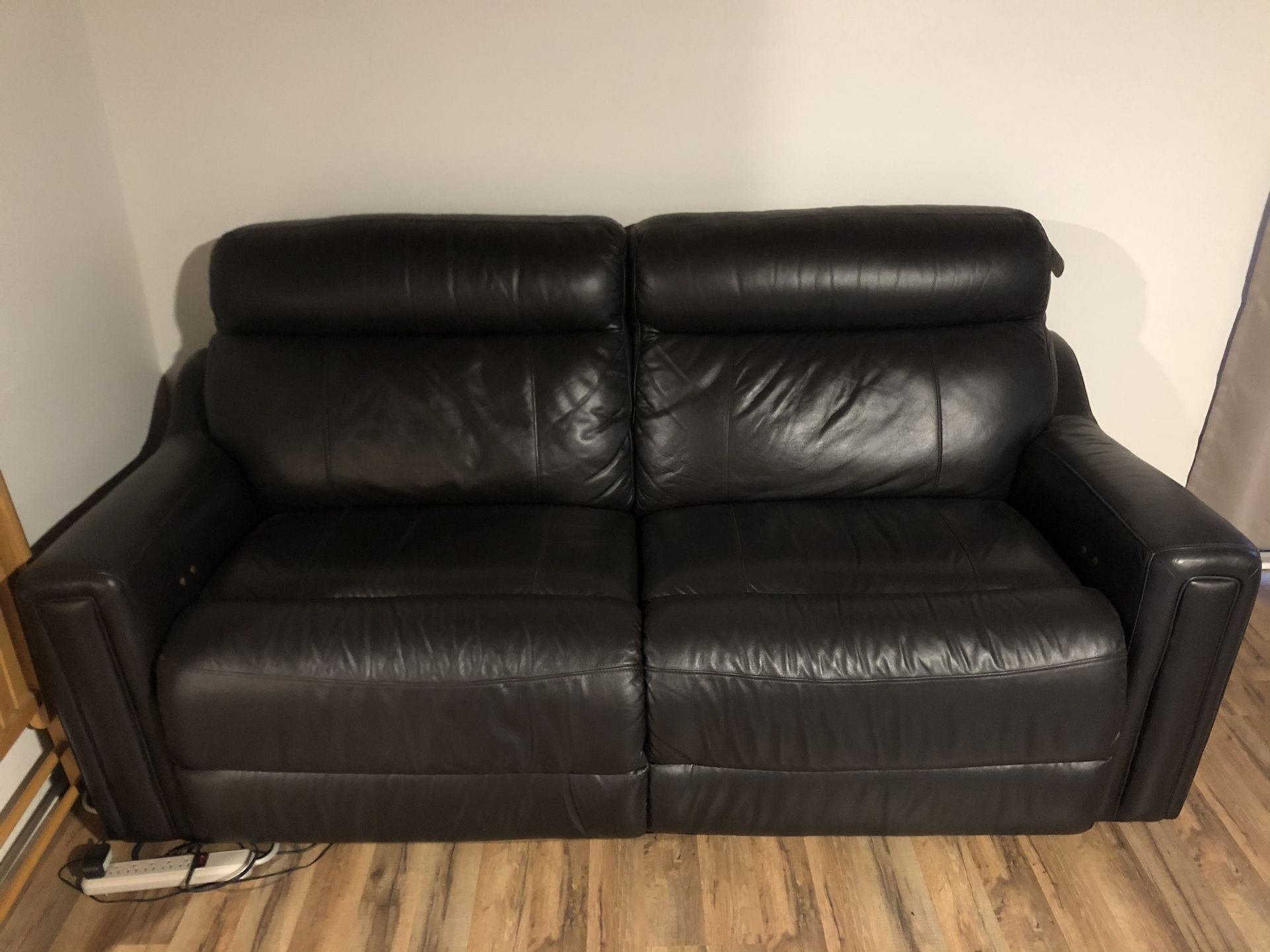 Power Reclining Sofa Loveseat - Natural Leather