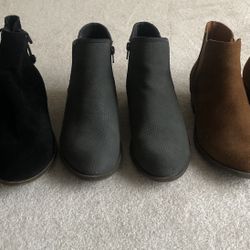 Suede Booties Boots Lot Size 7 Black Gray Brown 