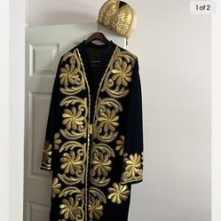 Uzbek National Gold Embroded Coat Chapan