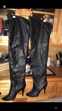 Leather thigh high boots. Size 6