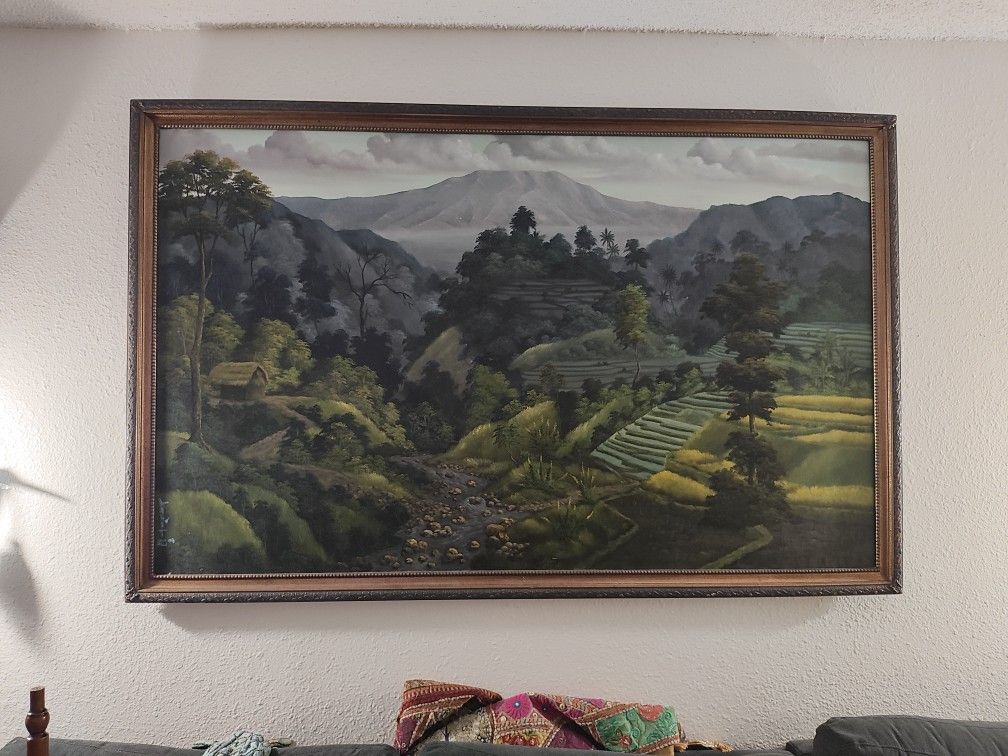6ft By 4ft Approx Huge Painting Of Rice Field