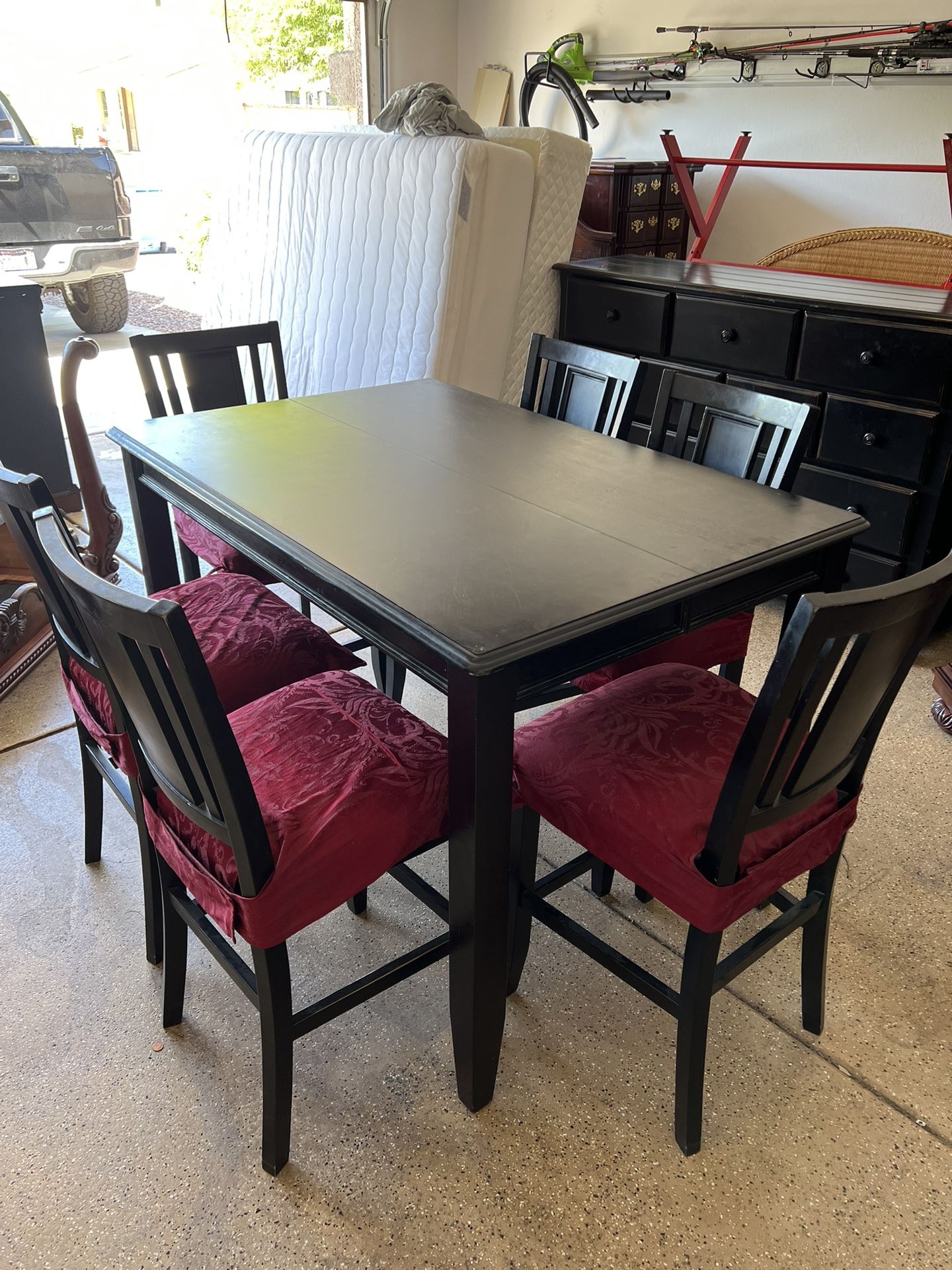 Black Dining Table & 7 Chairs