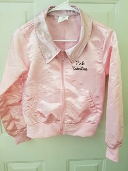Girls Pink Sweeties Satin Jacket Grease Movie Costume Size 8- 10